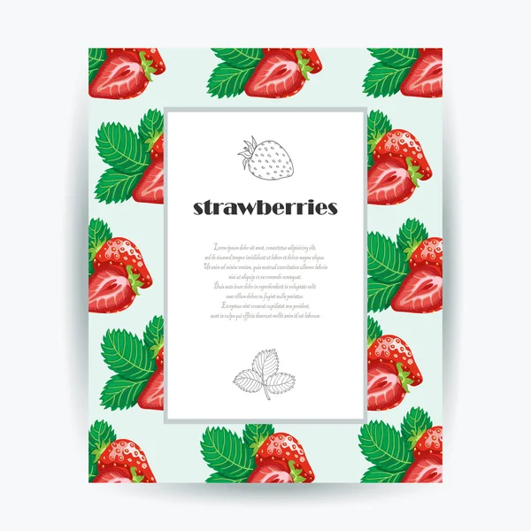 Κάρτα φορέα με φράουλες και θέση για το κείμενό σας — Διανυσματικό Αρχείο