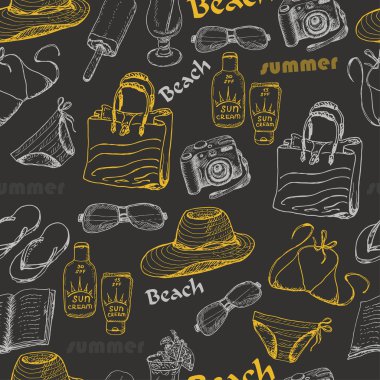 Koyu arka plan üzerinde yaz elemanları ile Seamless Modeli