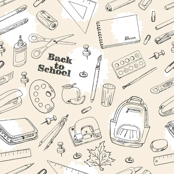 Back to School doodles seamless pattern — Stock Vector