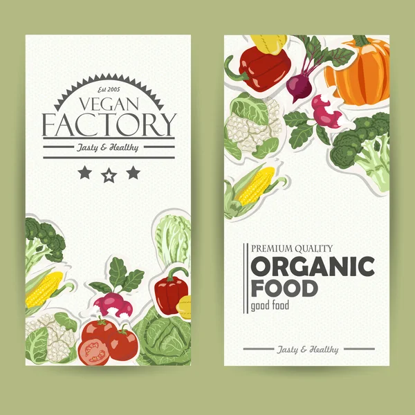 야채 카드 템플릿입니다. 유기 농장. — 스톡 벡터