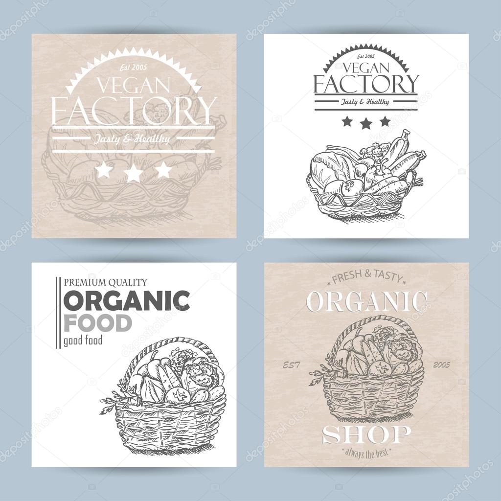Vector collection of four vegetable banners