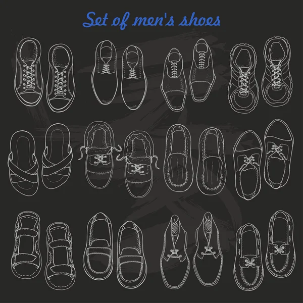 Σύνολο Ανδρικά παπούτσια σε σκούρο φόντο — Διανυσματικό Αρχείο