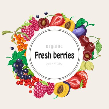 Vektör yuvarlak kare Bahçe çilek ile