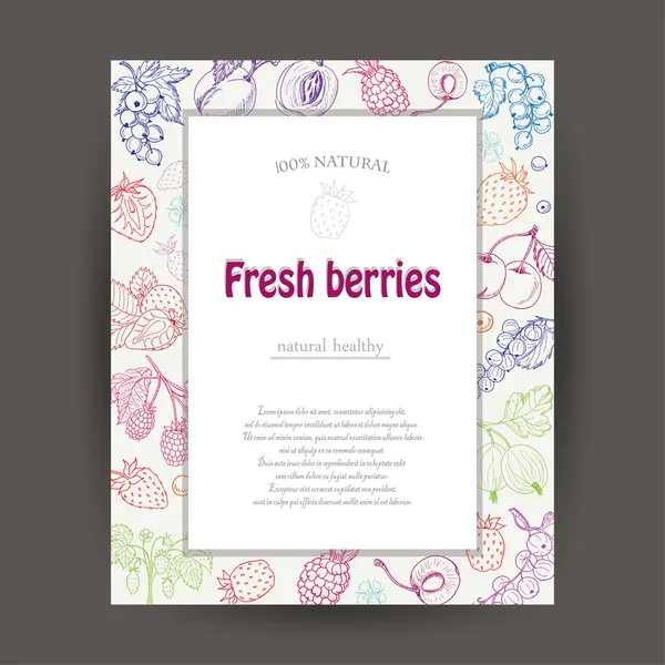 スケッチ スタイルの果実庭とベクトル カード — ストックベクタ