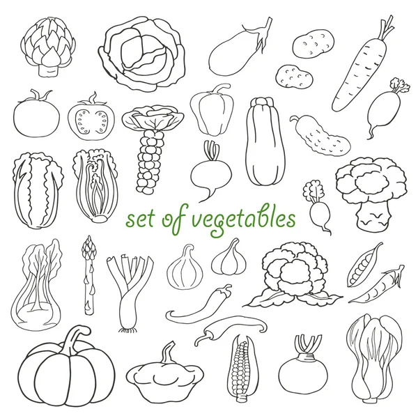 Doodle conjunto de verduras — Vector de stock