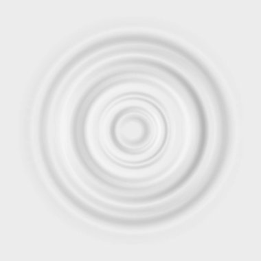 Milk ripple. Realistic circle waves on white liquid. Concentric rounds on yogurt, lotion or paint. Drop falling on dairy product. Beverage advertising template, vector splash effects