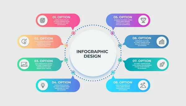 Proceso gráfico. Diagrama circular de flujo de trabajo de 6 pasos. Lista de tareas para alcanzar los objetivos. Plantilla de negocio para presentación y espacio de copia. Diseño de infografía vectorial con números y texto — Vector de stock