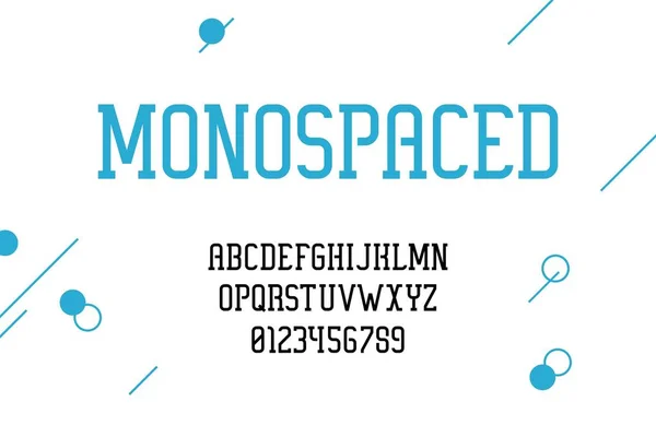 Alfabet. Modern lettertype ontwerp. Monospace lettertype met hoofdletters tekst symbolen of nummers. Latijnse tekens of Engelse letters voor posters. Typografische druksjabloon, vectorletterset — Stockvector