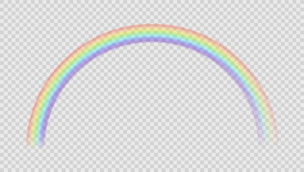 Rainbow. Realistic natural effect after rain. Multicolor reflection. Color gradient or light ray spectrum. Decoration template on transparent background. Curved stripe. Vector mockup