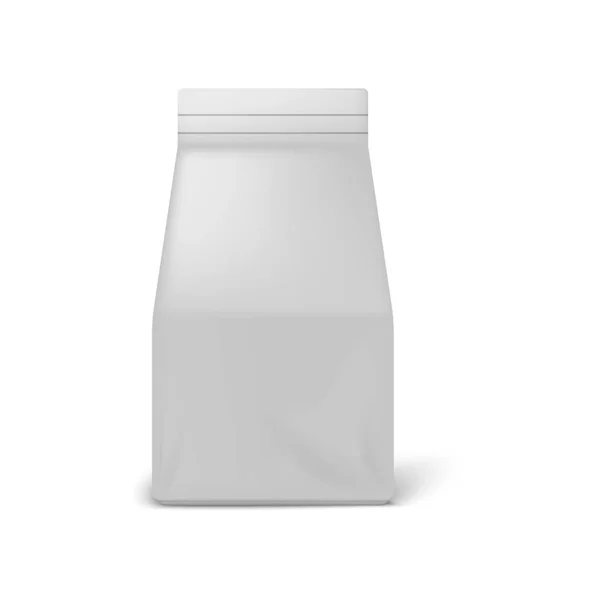コーヒーのパッケージ。ホワイトペーパーバッグモックアップ。バルク製品のための隔離されたブランク包装。コピースペースとブランディングのための場所と食品容器のデザインテンプレート。ベクトル商品梱包 — ストックベクタ