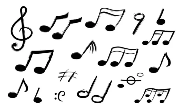 音楽ノート。手描きの音記号。メロディ・レコーディング。孤立した音楽記号のコレクション。ミュージシャンのための装飾的なアウトラインアイコン。アブストラクトインクテンプレート,ベクトルミニマリストセット — ストックベクタ
