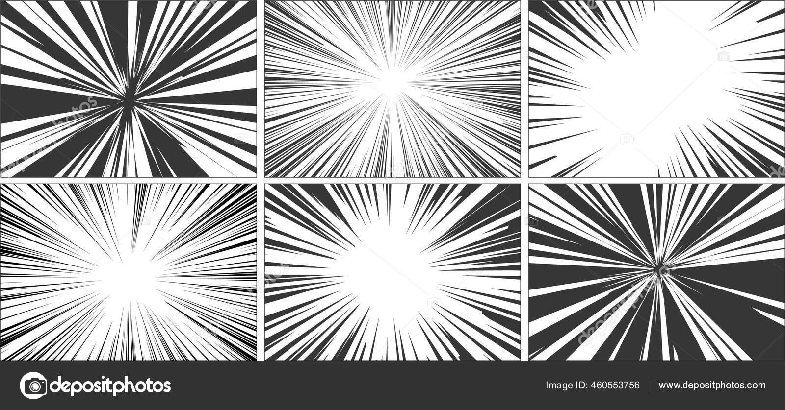 Set of comic style action effects speed lines Vector Image