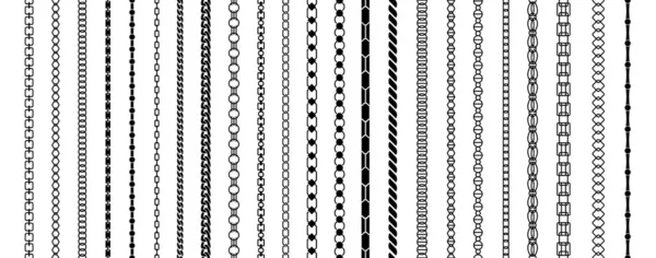 鎖だ。ネックレスの黒いシルエット。シームレスなジュエリーモックアップ。抽象古典的なリンク接続、 bijoterieアクセサリーの種類を設定します。装飾的な強さの境界要素。ベクトル装飾 — ストックベクタ