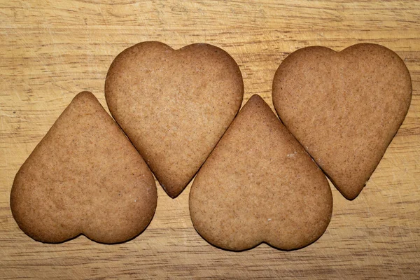 Preparazioni Natalizie Casa Facendo Pan Zenzero Biscotti Forma Cuore Appena — Foto Stock