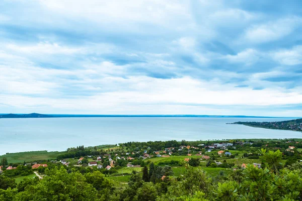 Badacsonytomaj Magyarország 2020 Július Szcenírozott Kilátás Északi Partra Balatonra Badacsonyból — Stock Fotó