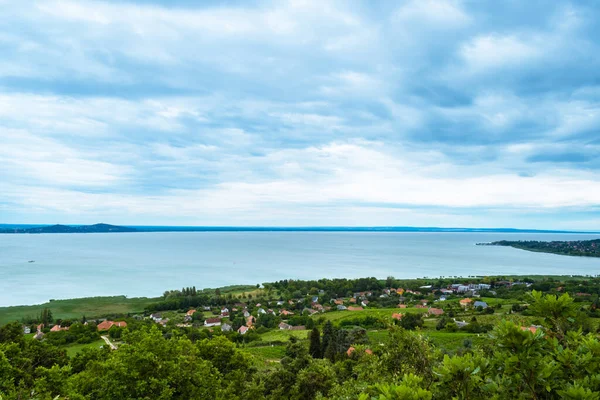 Badacsonytomaj Magyarország 2020 Július Szcenírozott Kilátás Északi Partra Balatonra Badacsonyból — Stock Fotó