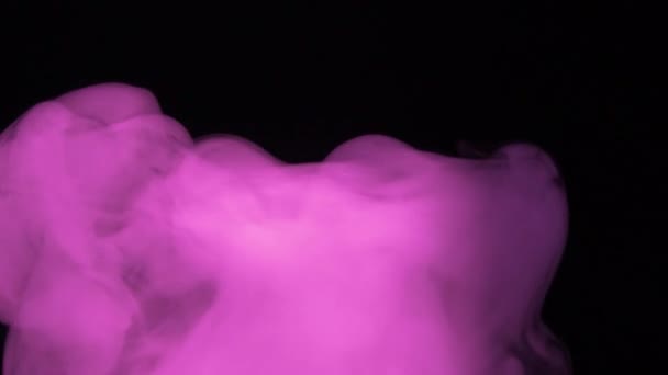 Pink Smoke Black Background Slow Motion Intro Outro Mystical Fog — Stock Video