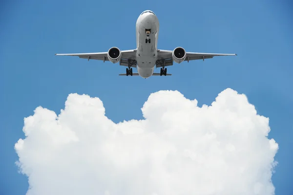 Aiplane with copy space in the sky — Stock Photo, Image