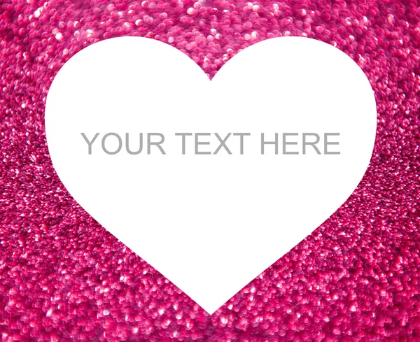 Σχήμα καρδιάς, με φόντο ροζ glitter — Φωτογραφία Αρχείου