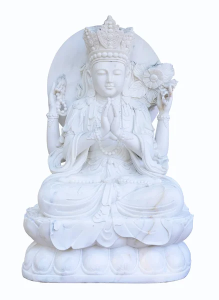 Chinese Gods Carved White Marble White Background — Stock Photo, Image