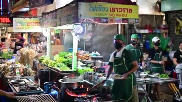 Bangkok Thailandia Dicembre 2020 Chef Che Cucina Cibo Ristorante Street — Video Stock