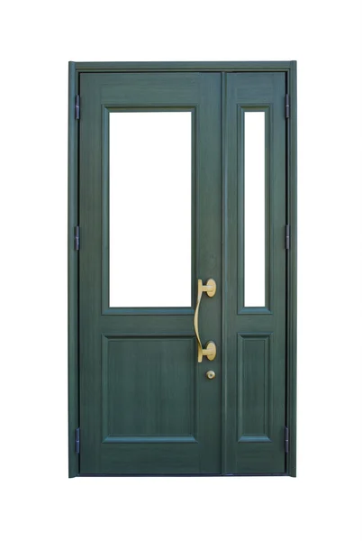 Closed wooden green door — Stock Photo, Image