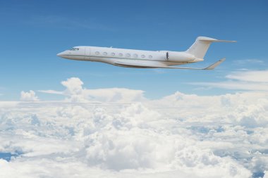 Özel jet üzerinde gökyüzü uçan