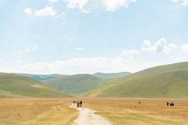 Castelluccio di Norcia, Umbria İtalya 'ya harika bir seyahat.