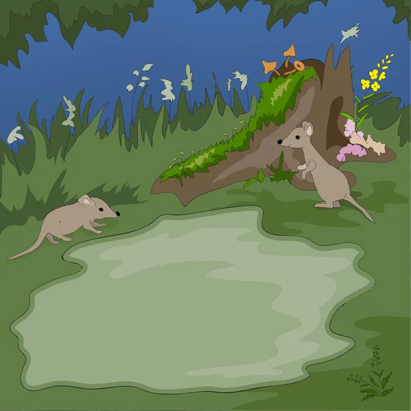 Forest background with mouses — Stock Photo, Image