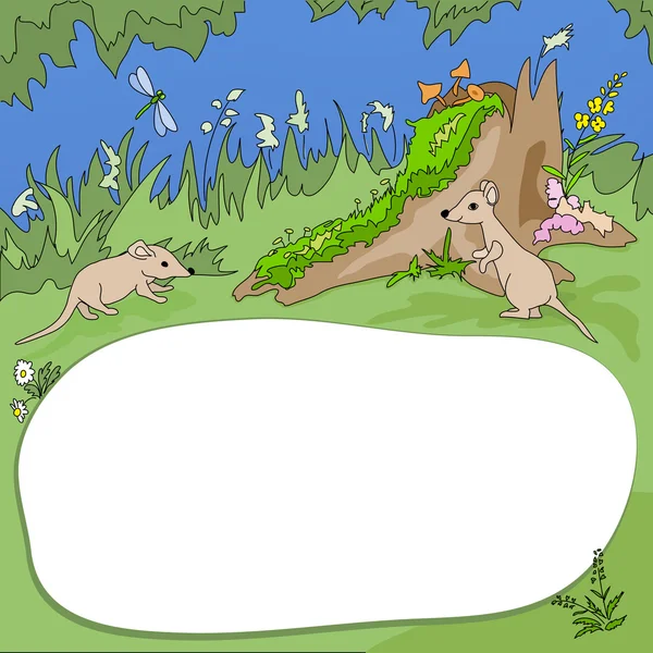 Stump and mouses background — Stock Vector