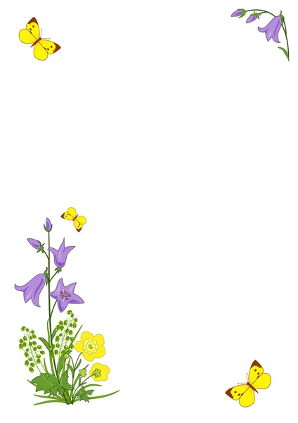 Фон з квітами та метеликами — стоковий вектор