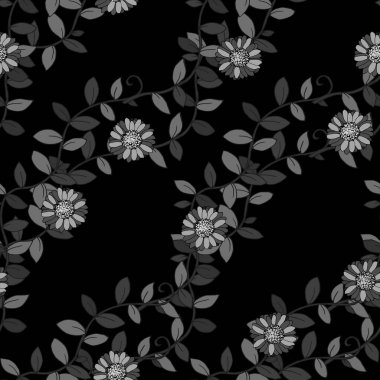 Tek renk renklerde kusursuz desen, yapraklı ve yapraklı dal, sarmaşık