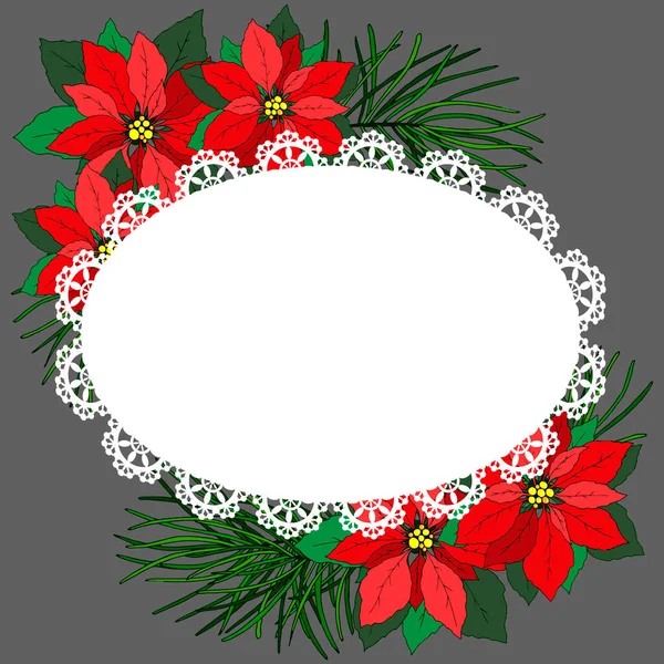 Fundo Openwork Para Saudações Com Flores Natal Ano Novo — Vetor de Stock