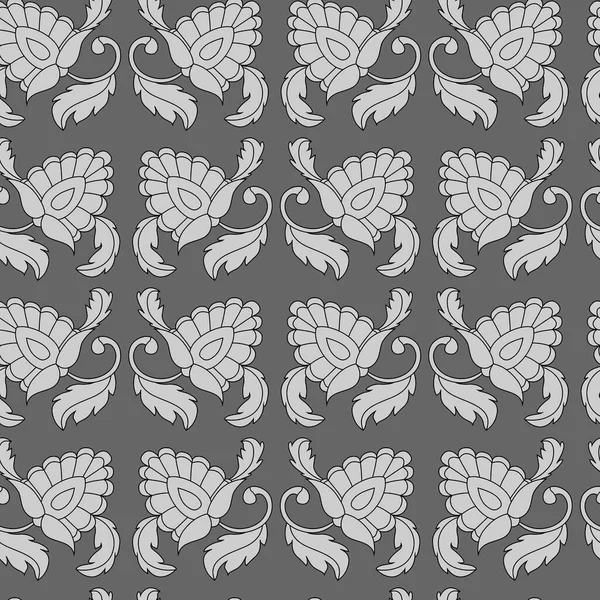 Nahtlose Muster Mit Abstraktion Barocke Flora Lineare Muster Grau — Stockvektor