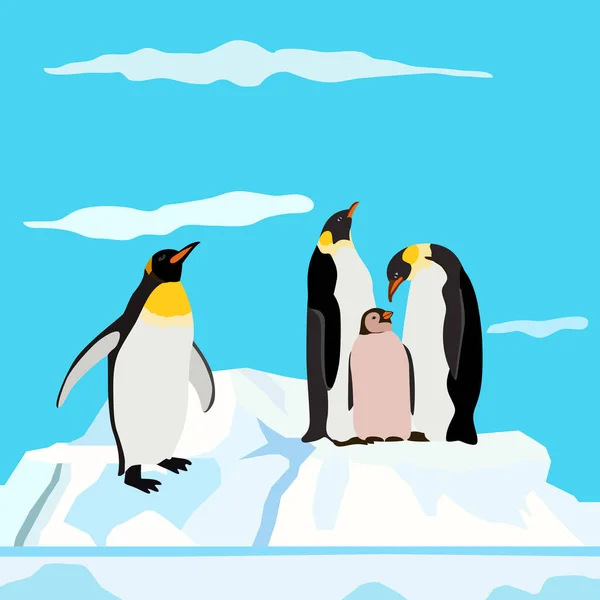 Fondo Colores Azules Pingüinos Iceberg — Vector de stock