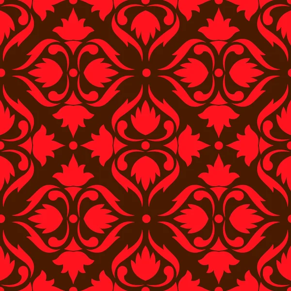 Nahtloses Muster Rot Mit Barocken Ornamenten Wirbel Klassisch — Stockvektor