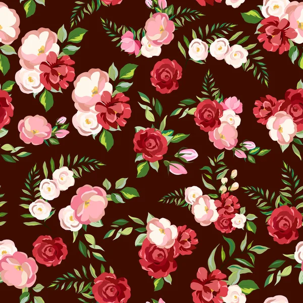 Elegante Nahtlose Muster Mit Floralen Elementen Blättern Ziertapeten Packpapier — Stockvektor