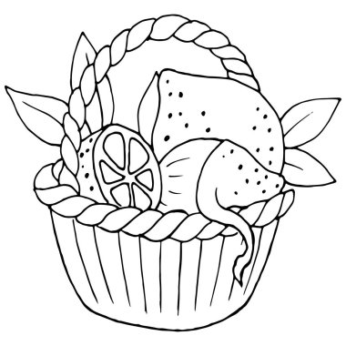 Sepette limonlar, çizgi film stili, doğrusal çizim, renklendirme