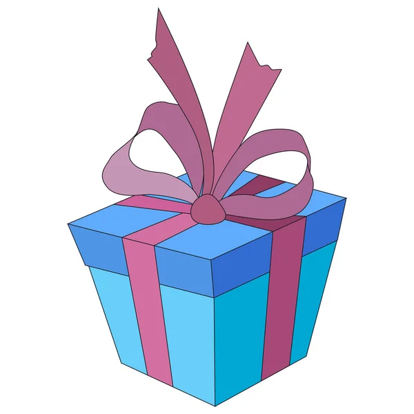 Weihnachts Oder Geburtstagsgeschenk Bogenbox Isoliert Auf Weißem Hintergrund — Stockvektor