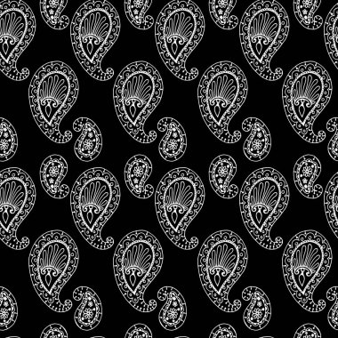 Tek renkli renklerde kusursuz desen, Hint duvar kağıdı süsü, etnik ambalaj kağıdı.