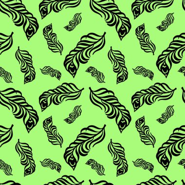 Tek renkli renklerde kusursuz desen, stilize tüyler, duvar kağıdı süsü, ambalaj kağıdı.