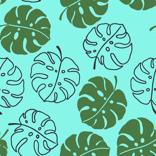 Nahtloses Muster Mit Dem Bild Tropischer Blätter Vektorillustration Ornament Für — Stockvektor