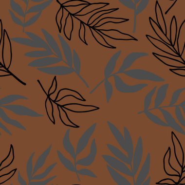 Tropikal yaprak, vektör illüstrasyonu, duvar kağıdı ve kumaş için süsleme, ambalaj kağıdı görüntüsü olan kusursuz desen.