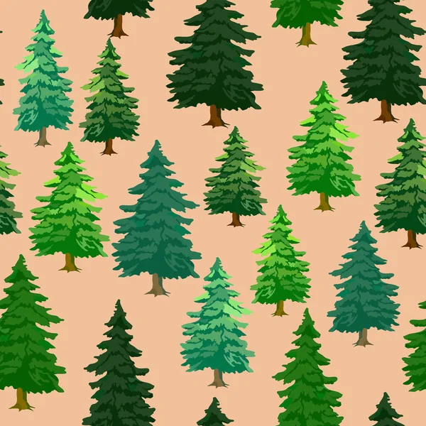 Seamless Pattern Green Vector Illustration Forest Coniferous Deciduous Trees Wallpaper — Stock Vector