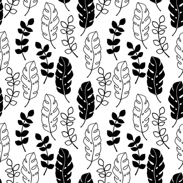 Motif Sans Couture Avec Image Des Feuilles Tropicales Illustration Vectorielle — Image vectorielle