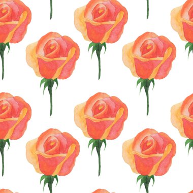 Suluboya gülleriyle kusursuz desen, duvar kağıdı süsü, ambalaj kağıdı, tasarım için zemin