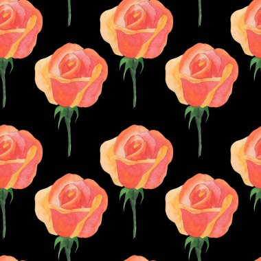 Suluboya gülleriyle kusursuz desen, duvar kağıdı süsü, ambalaj kağıdı, tasarım için zemin