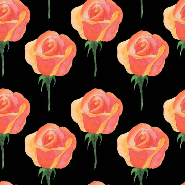 Patrón Sin Costuras Con Rosas Acuarela Ornamento Papel Pintado Papel — Foto de Stock