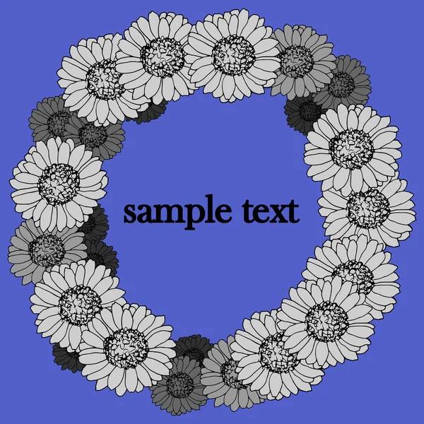 Blumenrahmen Monochromgrau Vektorillustration Hintergrund Für Text Dekor Für Grußkarte — Stockvektor