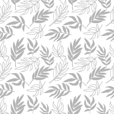 Tropikal yaprak, vektör illüstrasyonu, duvar kağıdı ve kumaş için süsleme, ambalaj kağıdı görüntüsü olan kusursuz desen.